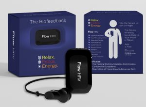 Flow HRV biofeedback device with ear sensor